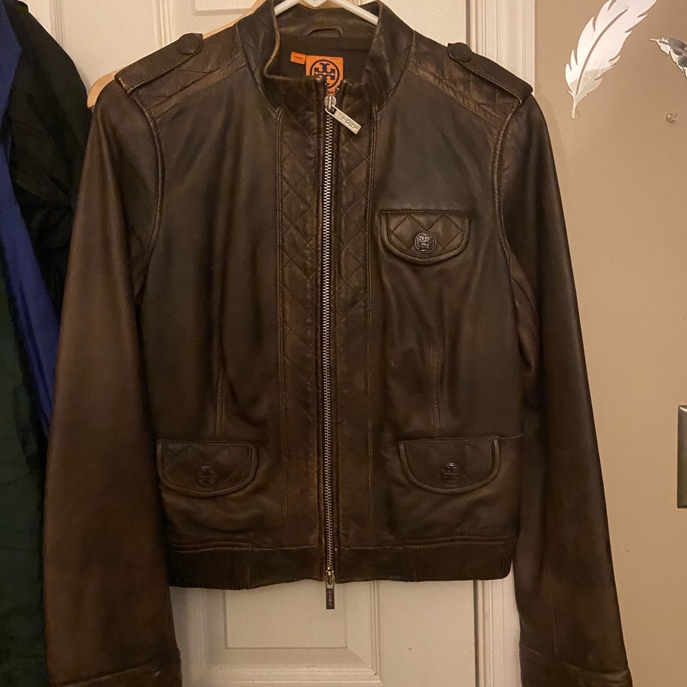 Brown Tory Burch Leather Jacket
